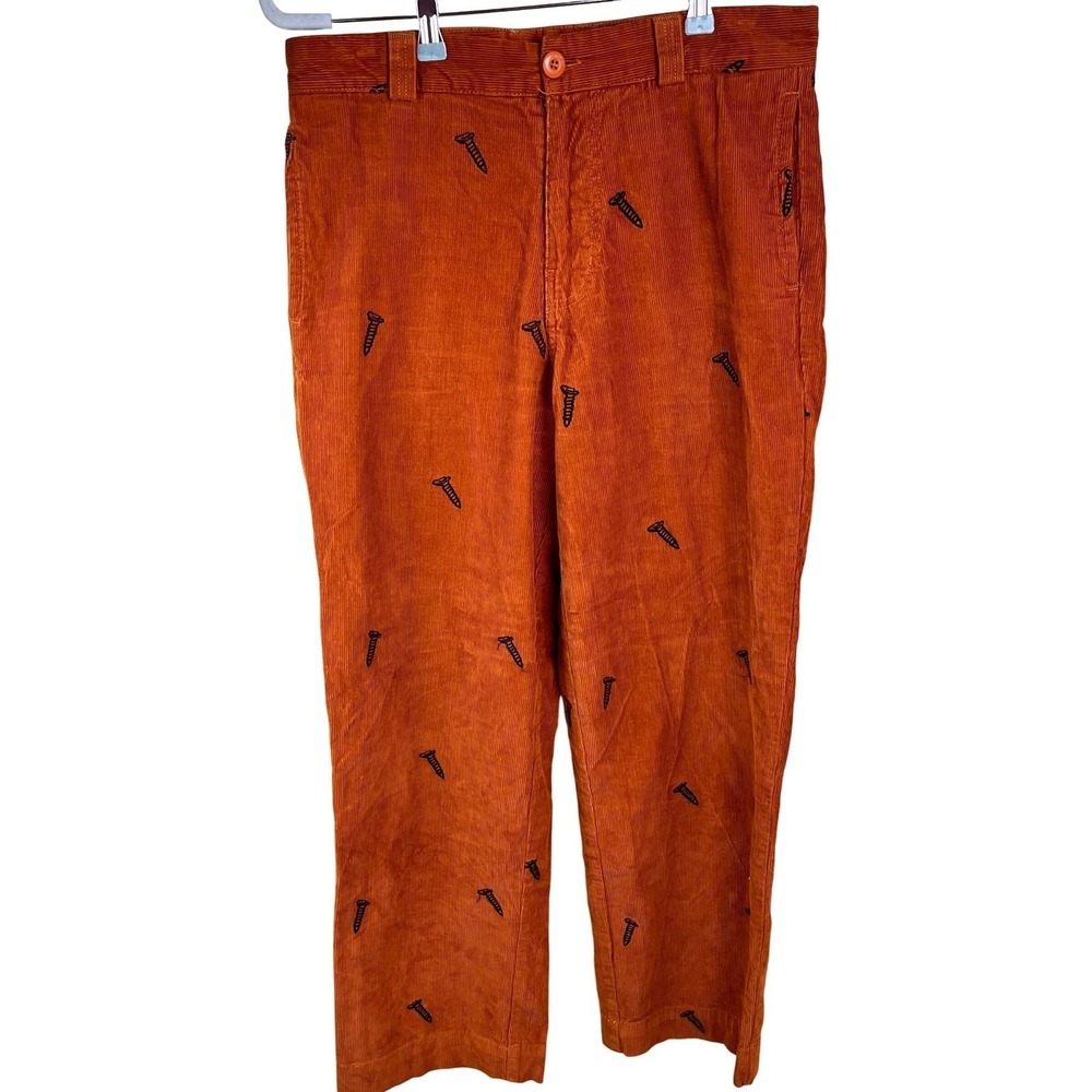 Urban Outfitters Pumpkin Embroidered Screw Corduroy Pants 30 (32x30) Actual Mens